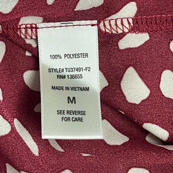 West Kei Allan Surplice Tie Sleeve High Low Blouse, Size M, Rust/Burgundy - Picture 12 of 13